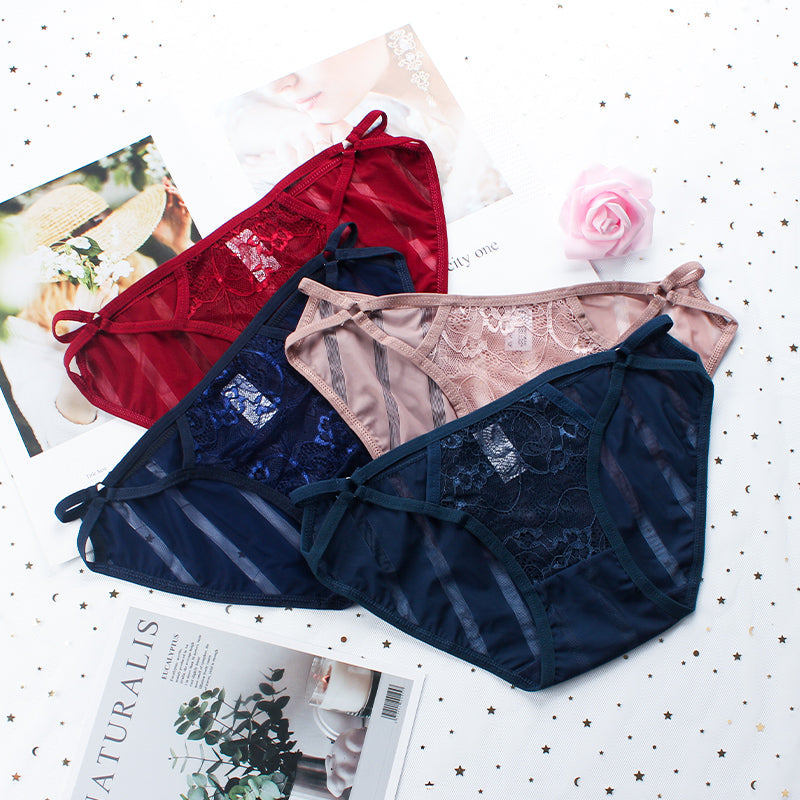 6 pieces of seamless underwear women's mesh  waist breathable women's sexy transparent cotton crotch women's briefs