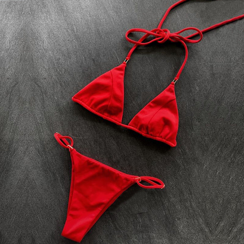 Pit Striped Fabric Split Swimsuit Sexy Bikini