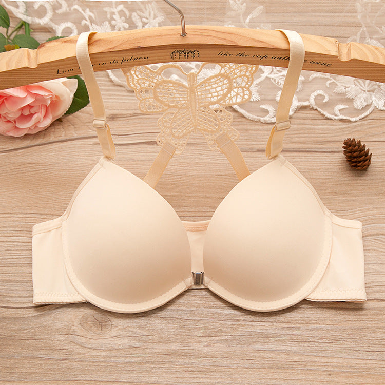 Front button girl underwear gathered sexy Japanese bra, lace trim back bra set