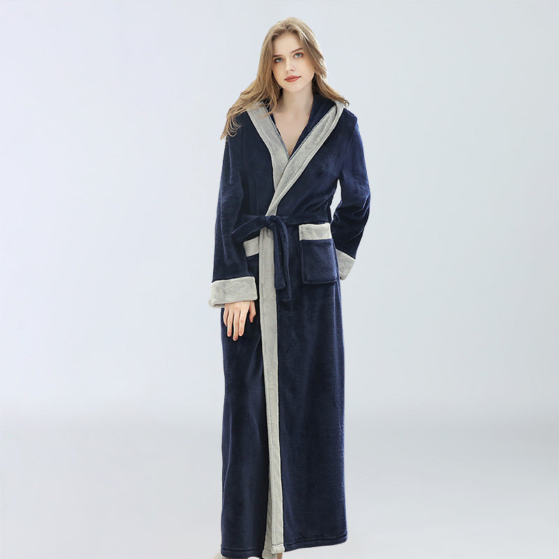 Ebay same style hooded nightdress women's autumn and winter dressing gown ladies long nightgown