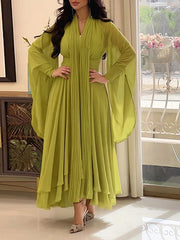 Multicolor Elegant Chiffon Scarf Neck Flowy Dress