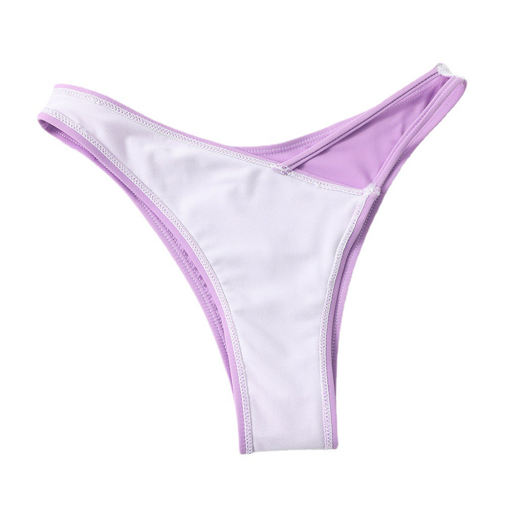 New European and American one-shoulder solid color tube top split swimsuit ins bikini