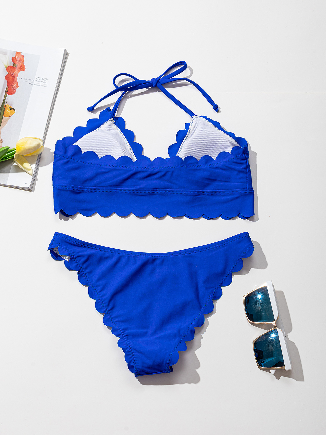 Two-piece swimsuit laser cutting flower swimsuit European and American fashion bikini
