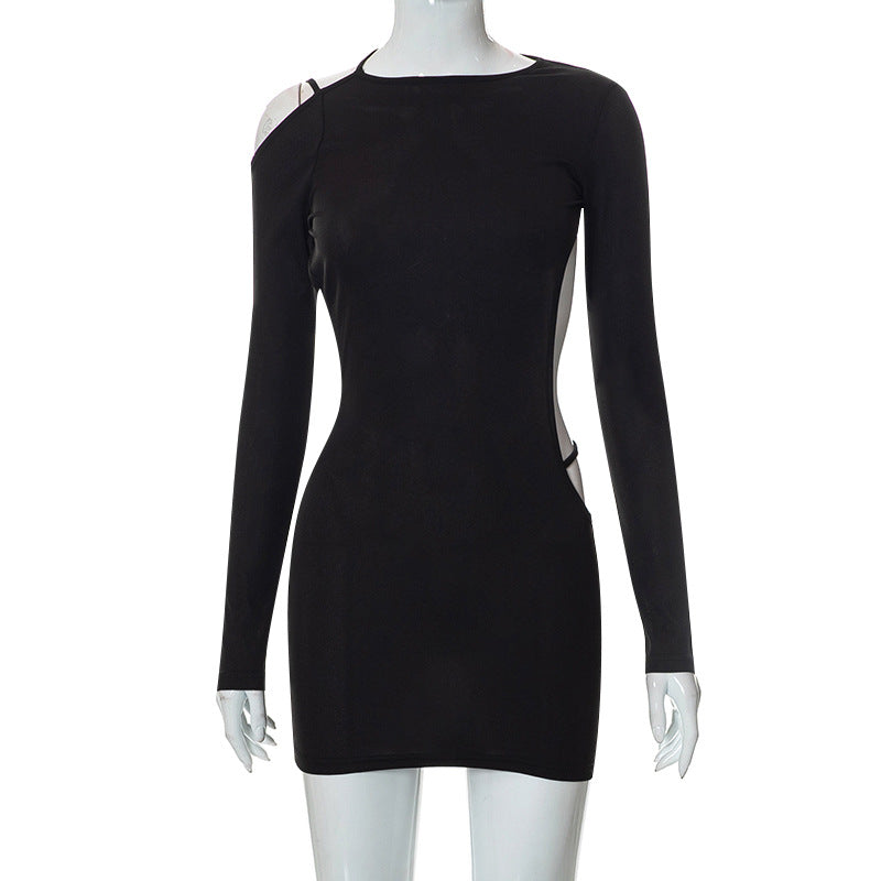 Long Sleeve Large Backless Strap Long Sexy Dress