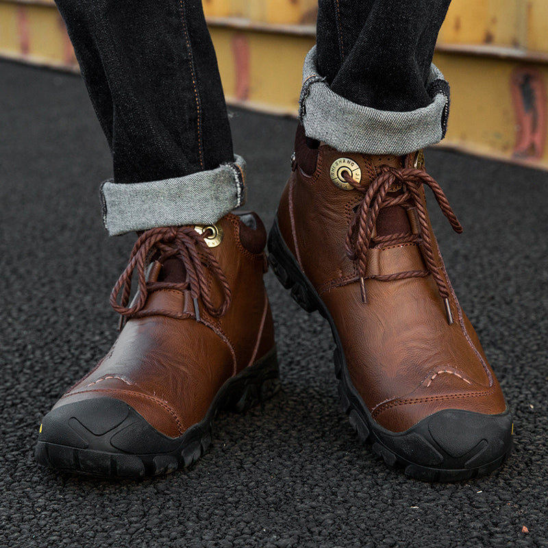 Waterproof motorcycle riding shoes extra size genuine leather riding boots men's racing motorcycle shoes anti collision outdoor hiking boots