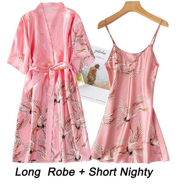 Women Rayon 2PCS Robe Set Bride Bridesmaid Wedding Robe Gown Lace Sexy Kimono Bathrobe Night Dress Casual Nightgown Sleepwear