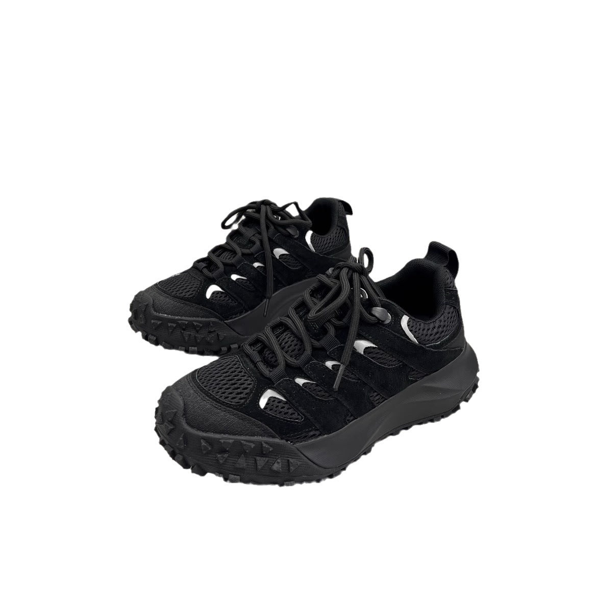 Leather daddy shoes women's 2023 autumn new thick-soled mesh breathable hiking outdoor  sports climbing shoes