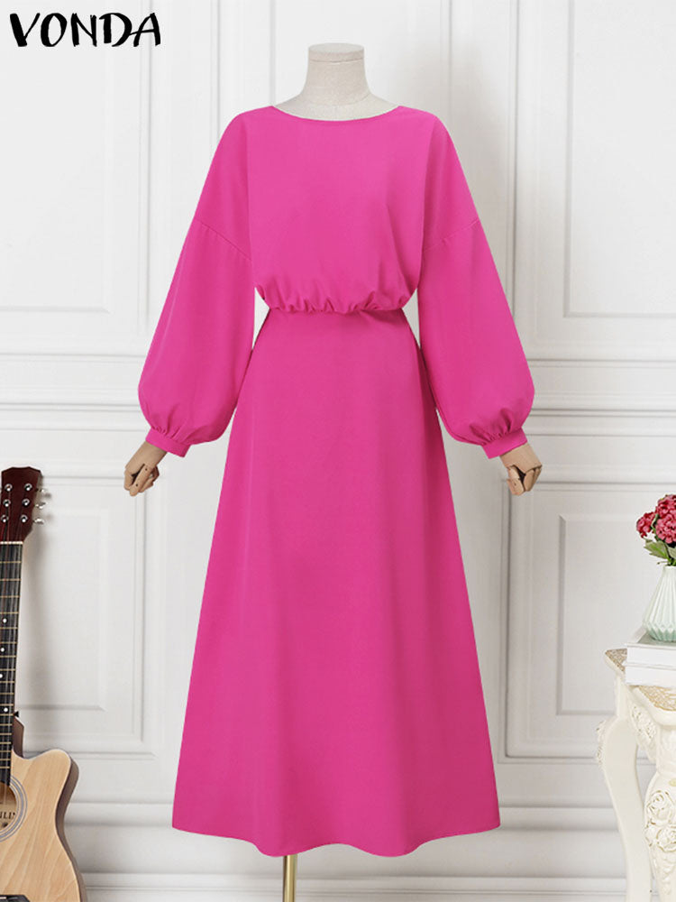 VONDA Summer Evening Maxi Dress 2023 Bohemian Women Sexy Puff Sleeve Waist Up Party Dress Elegant Sundress Casual Loose Vestido
