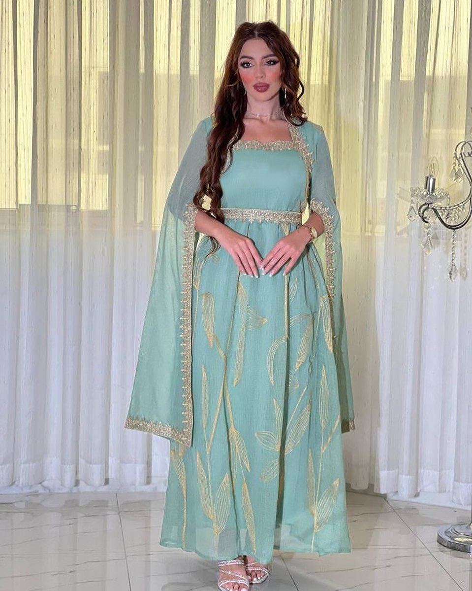 Southeast Asia Indonesian ladies hot sale muslim robe   Oman Dubai women's dress big sleeves evening dress