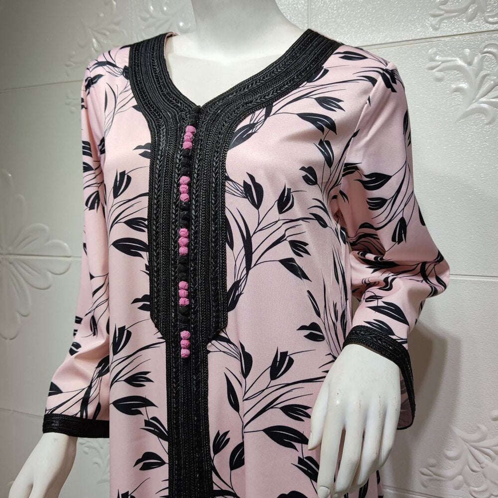 Muslim Fashion Women Elegant Abaya Dubai Turkey Muslim Hijab Dress 2021 Caftan Plus Size Boho Long Dresses Islamic Clothing