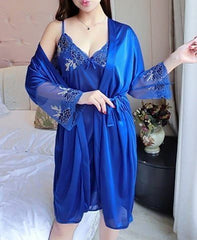 New product ladies pajamas sexy  silk suspender nightdress + nightgown two-piece home service