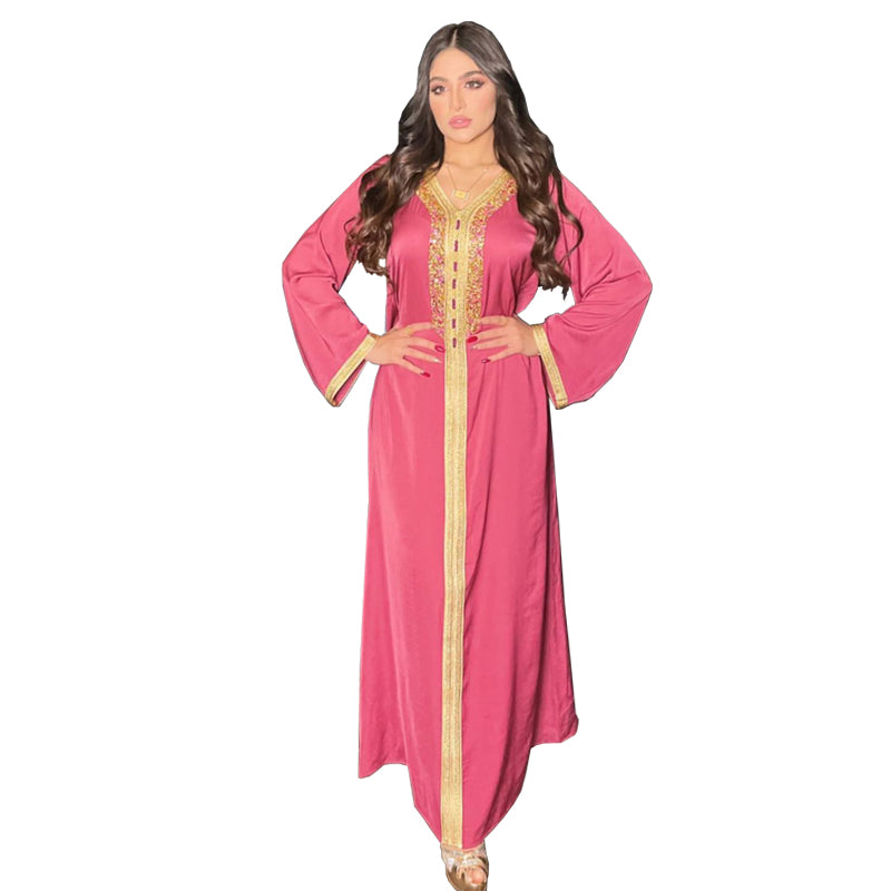 Moroccan kaftan Ramadan Eid Jalabiya Fashion Muslim Arabic  Abaya Dress Moroccan Kaftan Diamond Jalabiya Women Robe