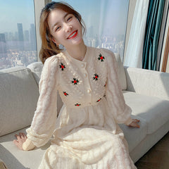 dress 2023 new gentle wind over the knee long section age-reducing sweet sweater dress