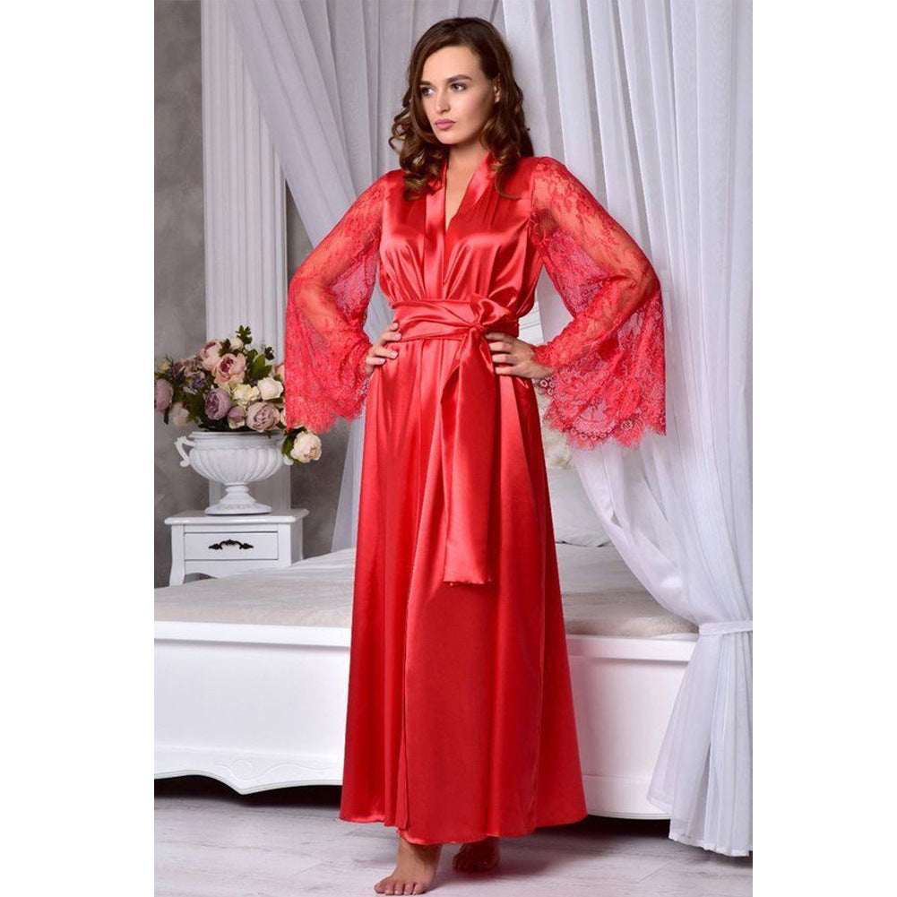 Sexy lingerie ladies sexy  ice silk plus size nightdress