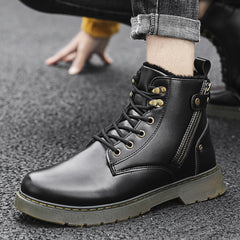 Plus velvet warm high-top shoes men's 2020 autumn new sneakers Korean version of all-match outdoor hiking shoes men's shoes plus cotton shoes
