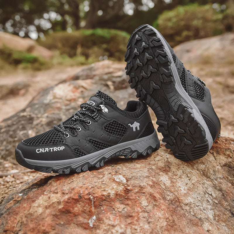 Outdoor hiking shoes men's summer breathable mesh sports shoes tendon bottom wear-resistant  hiking travel shoes thick bottom