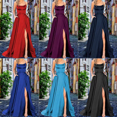 Solid color European and American bridesmaid dress long skirt slim strapless fashion bridesmaid group evening dress