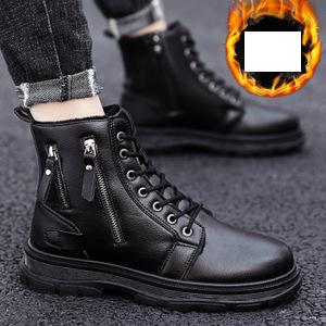 Plus velvet warm high-top shoes men's autumn 2020 new hiking shoes men's shoes plus cotton shoes sneakers Korean version of the wild outdoor