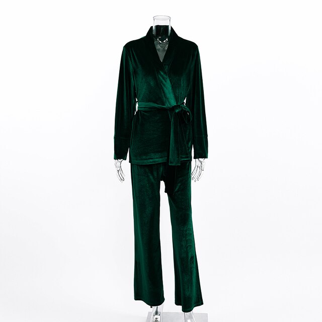 Velvet Women's Nightgown Set Solid Color Trouser Set Women's Velvet Bathrobe Set Women's Warm Nightgown Set 2 Pieces