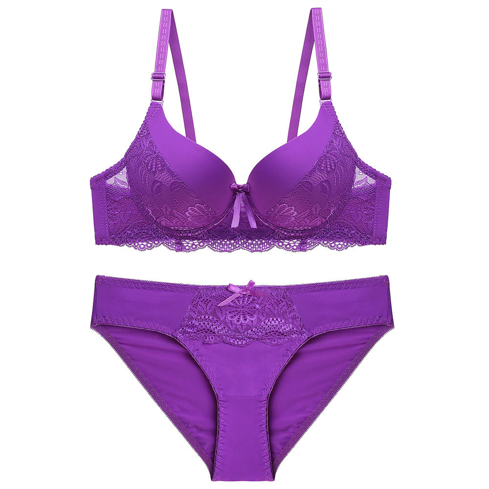 Comfortable Lady Plus Size Sexy Lace Bra Underwear Set