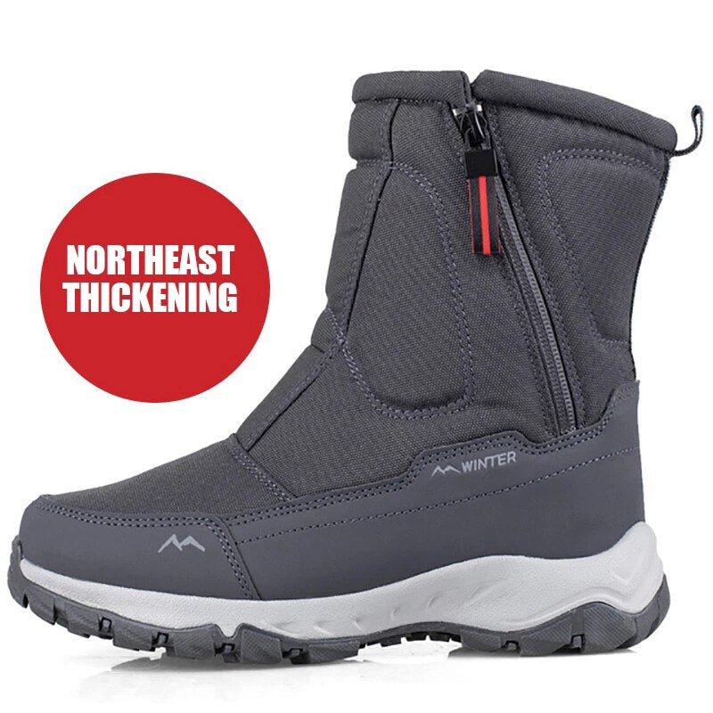 Winter Shoes Men Hiking Boots Outdoor Snow Boots Plus Velvet Warm Side  Casual Short Boots Resistance Men Cotton Shoes