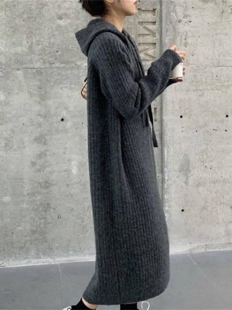 سترة نسائية جديدة لخريف وشتاء 2023 بغطاء للرأس بلون سادة وأكمام طويلة 