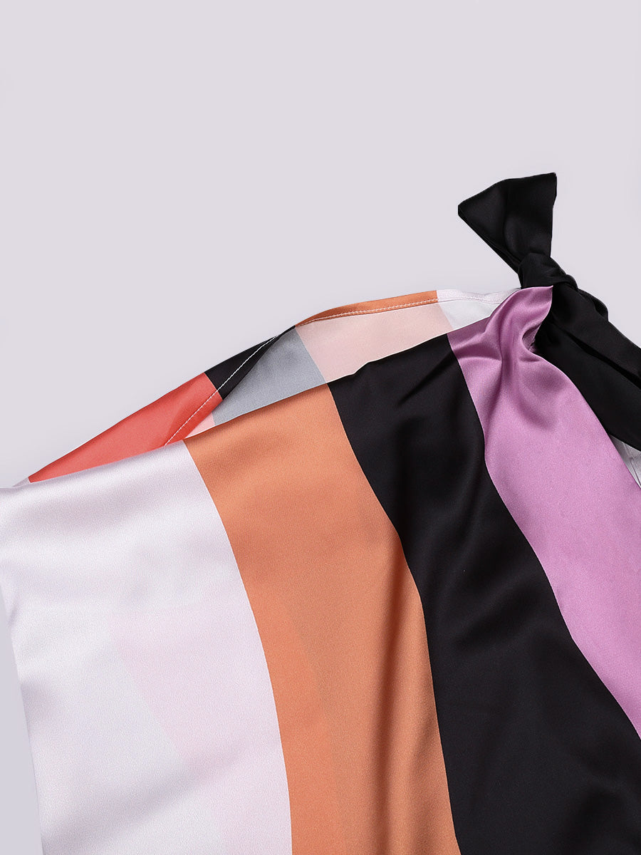 Geometric Print Off-Shoulder Long Dress Two-Piece Set