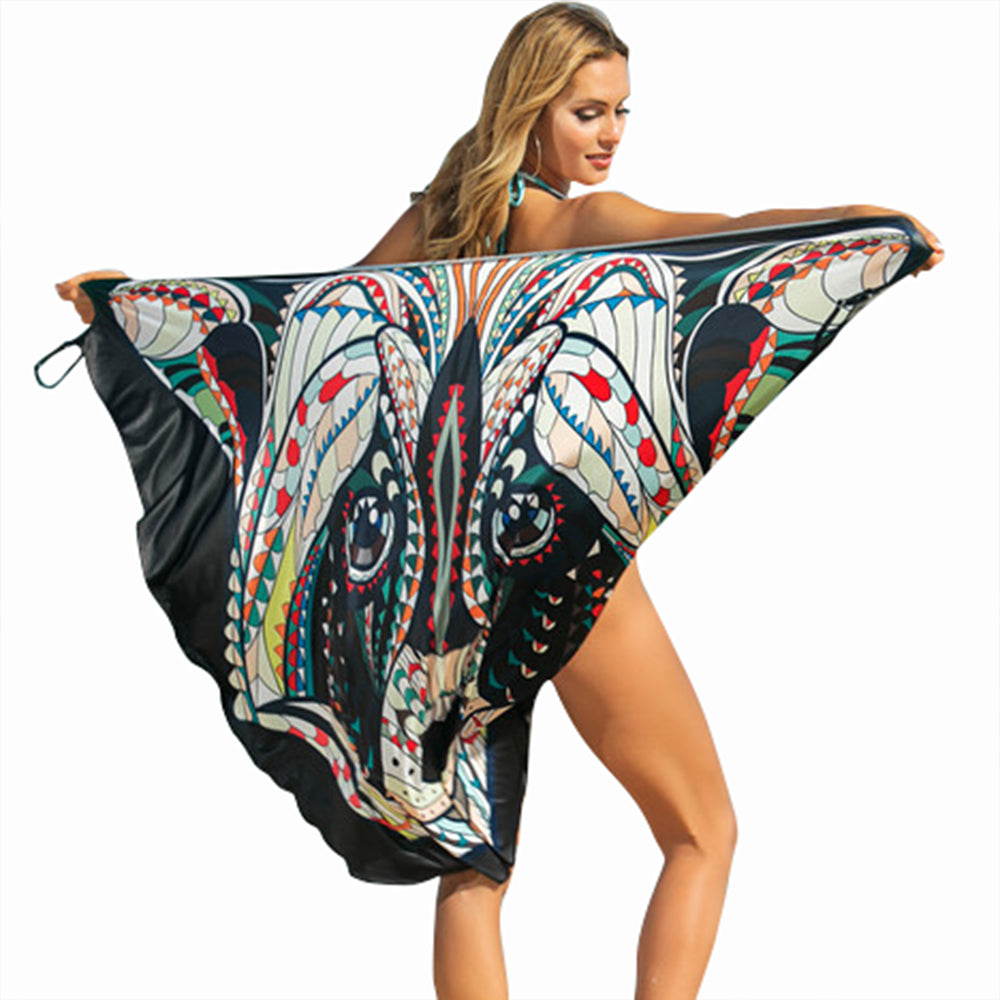 Ladies Fashion Stretch Printed Large Size One Piece Home Furnishing Dress