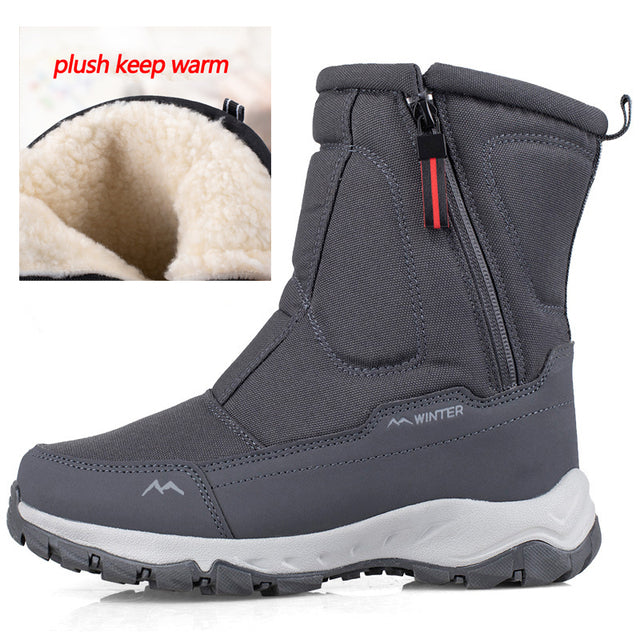Outdoor men's large size snow boots thickened ski boots cold and windproof cotton boots hiking boots