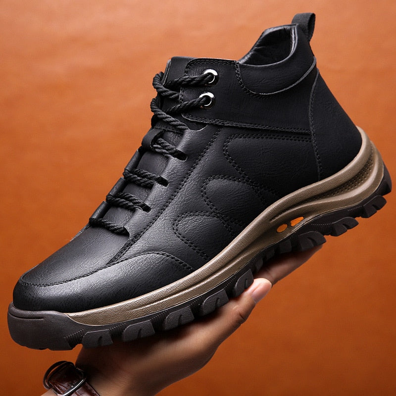 Men Cotton Shoes Hiking Snow Ankle Boots  Plus Velvet Warm Casual Short Boots Winter Work Sneakers High Top Non-slip Footwear