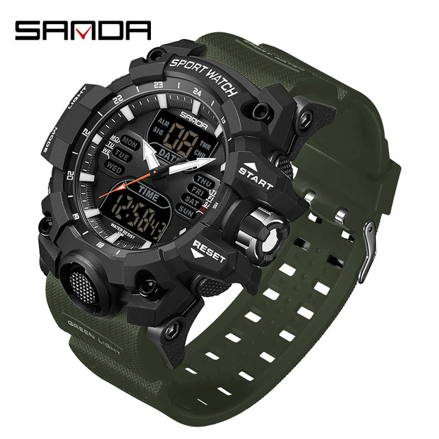 SANDA 6126   Men Watches 50M Waterproof Sports Military Watch Digital  Wristwatch
