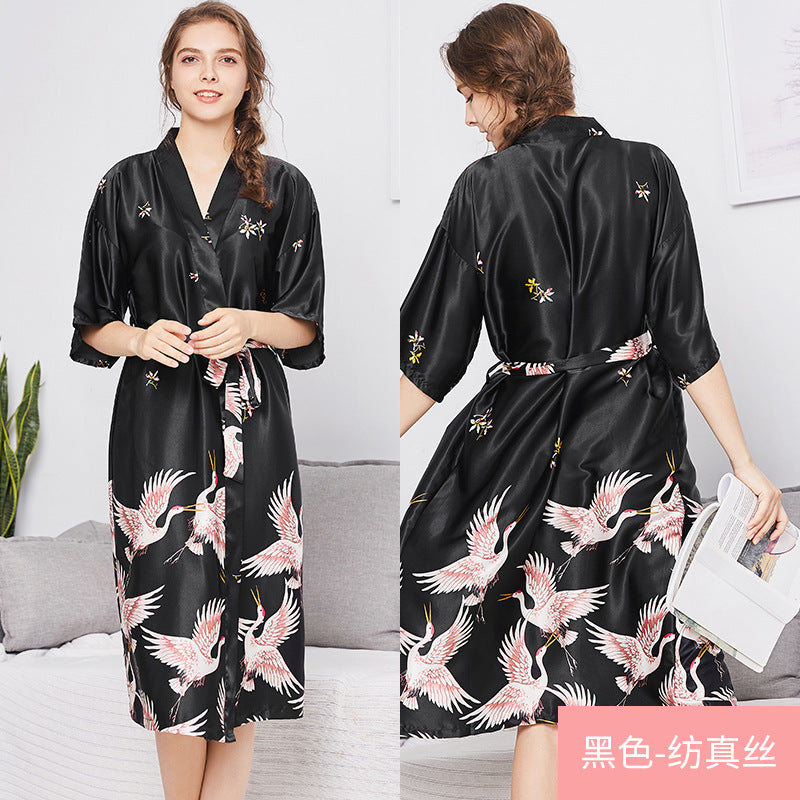 Bridesmaids Red Dressing Robes Long Ladies Fashion Homewear Nightgown