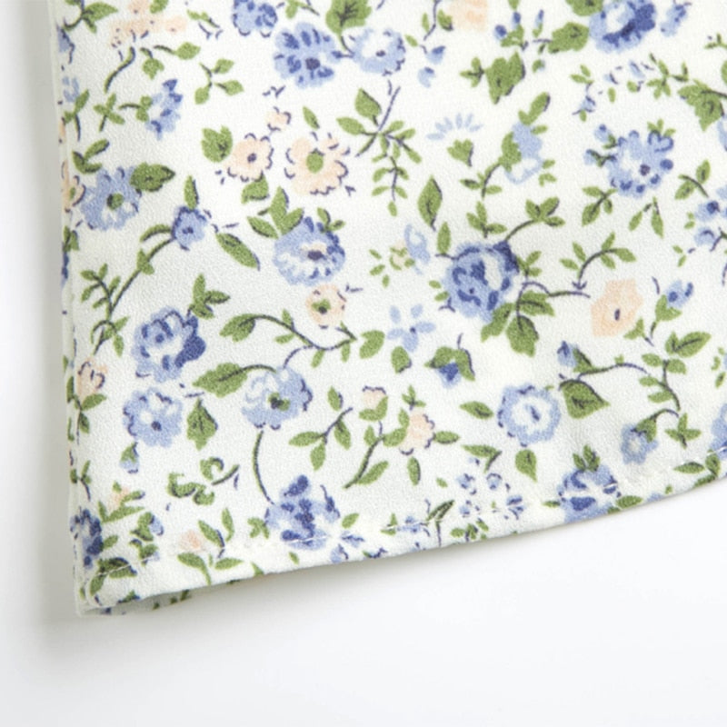 فستان صيفي قصير أنيق على شكل حرف A للنساء فستان شاطئ بأكمام قصيرة ومكشكش مطبوع عليه زهور فستان صيفي بوهو برقبة دائرية مع حزام 