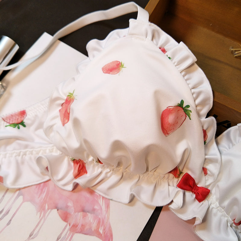 مجموعة حمالة صدر يابانية لطيفة وحلوة بدون حلقة مثلثة من الفولاذ وأذن خشبية مريحة ورقيقة ومثير للفتيات 