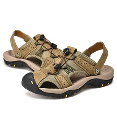 2022 summer men's sandals beach shoes toe cap toe leather face two-wear shoes outdoor cross-country hiking large size