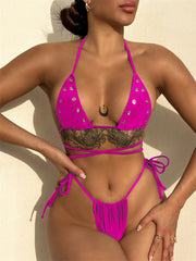 Ultra-thin big bust fashion nails triangle tether bikini