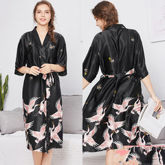 New style ice silk nightgown bathrobe bathrobe plus size home service