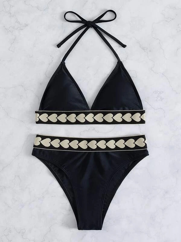 Slim black export one size spot open back solid color hollow sports split swimsuit