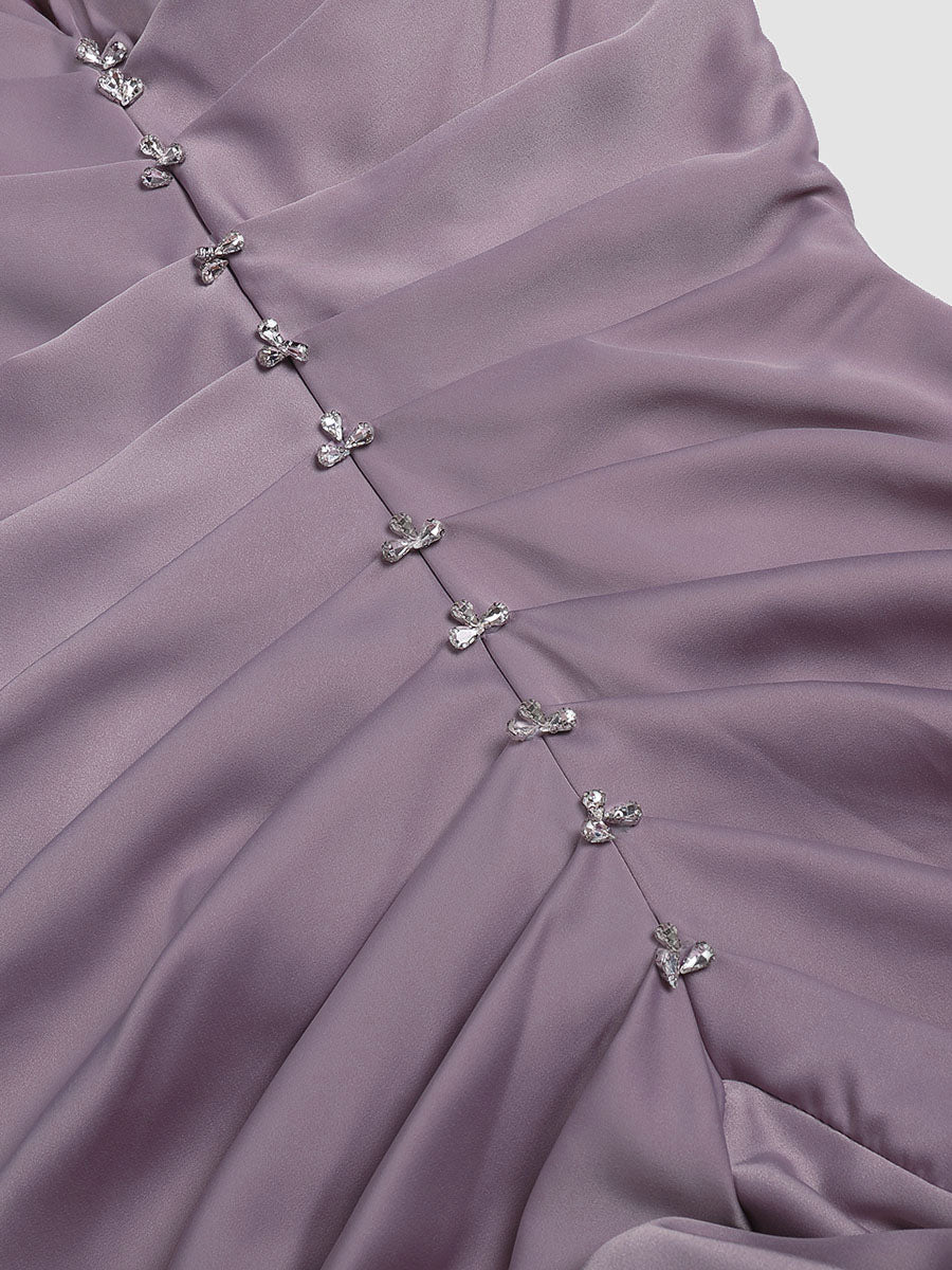 Elegant sheath wrap satin dress