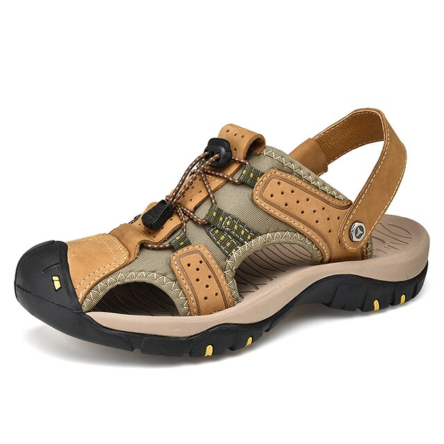 2022 summer men's sandals beach shoes toe cap toe leather face two-wear shoes outdoor cross-country hiking large size