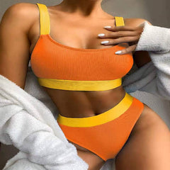 New bikini swimsuit  ladies vest type pure color beach hot spring vacation