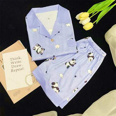 Sweet  national treasure  short-sleeved shorts  -grade ice and snow silk home clothes set