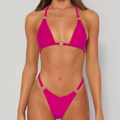 Sheng Baijia 2023 cross-border  jewelry swimsuit sexy  nylon glossy fabric two-piece split swimsuit