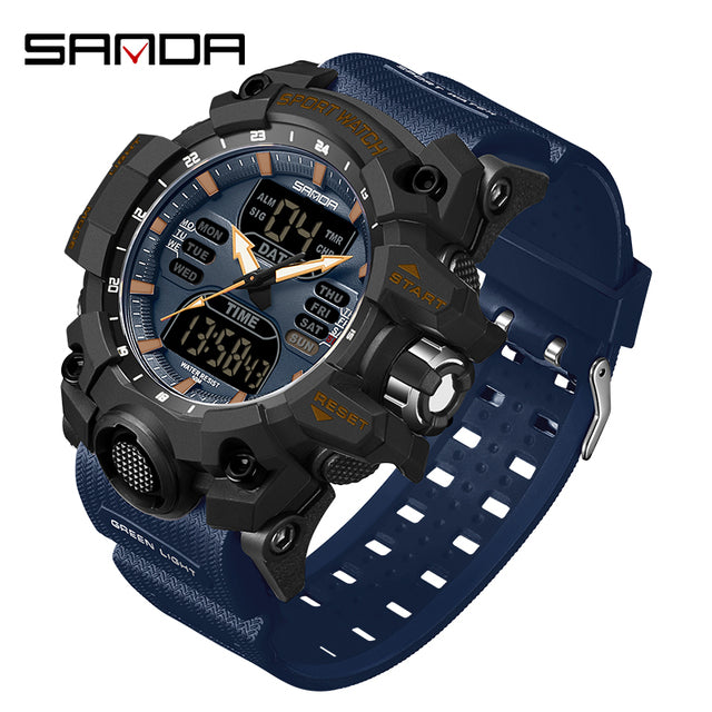 SANDA 6126   Men Watches 50M Waterproof Sports Military Watch Digital  Wristwatch