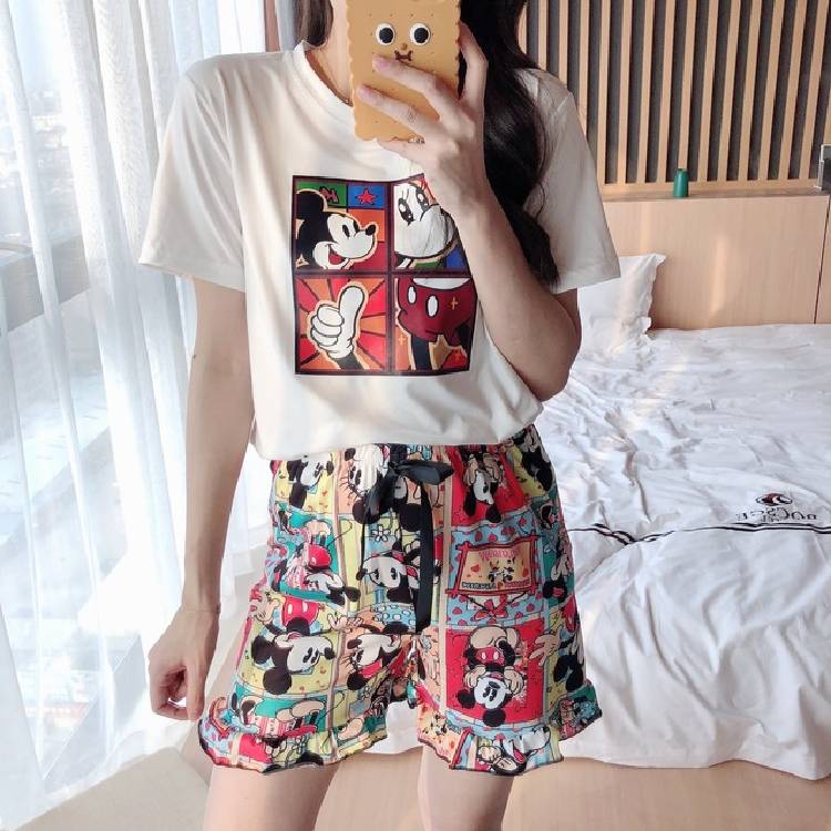 Summer pajama sets Mickey  robes kawaii clothes casual nightgowns  robe pijamas women sleepwear