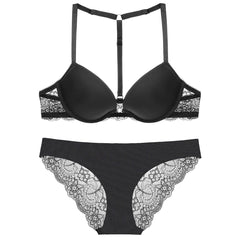 Simple glossy Y-shaped beautiful back  front buckle underwear push-up bra set 32-38AB