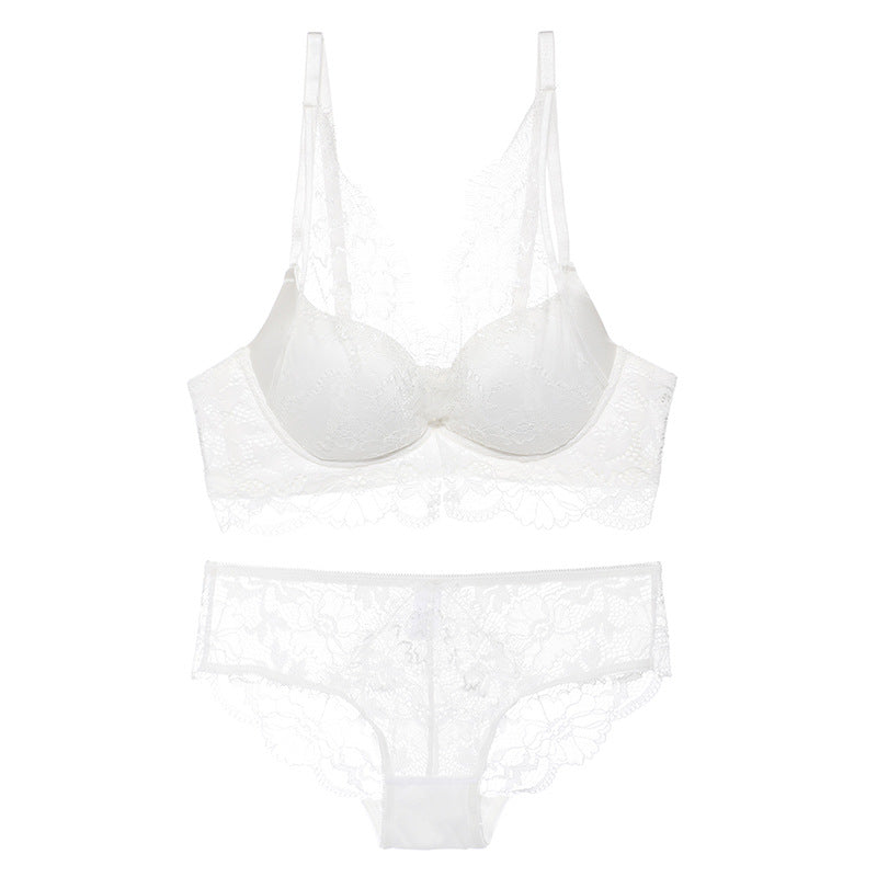 New style sexy lace  underwear set, comfortable medium-thick cup gathers, adjustable small-breasted women's bra, French   style