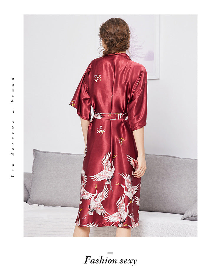 Bridesmaids Red Dressing Robes Long Ladies Fashion Homewear Nightgown