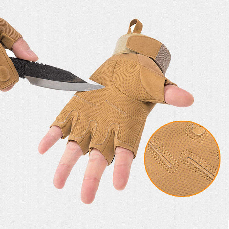 a pair Half Fingers Tactical Gloves  Hunting Gloves Soft Tactical Gloves Outdoor Sports Gloves Camping Motorcyle Racing Hiking Gloves