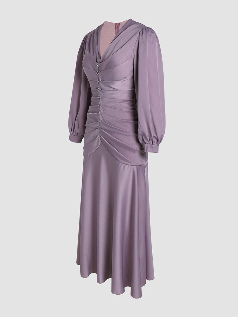 Elegant sheath wrap satin dress
